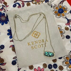 Kendra Scott Gold Abalone Pendant Necklace with Blue-Green Iridescence
